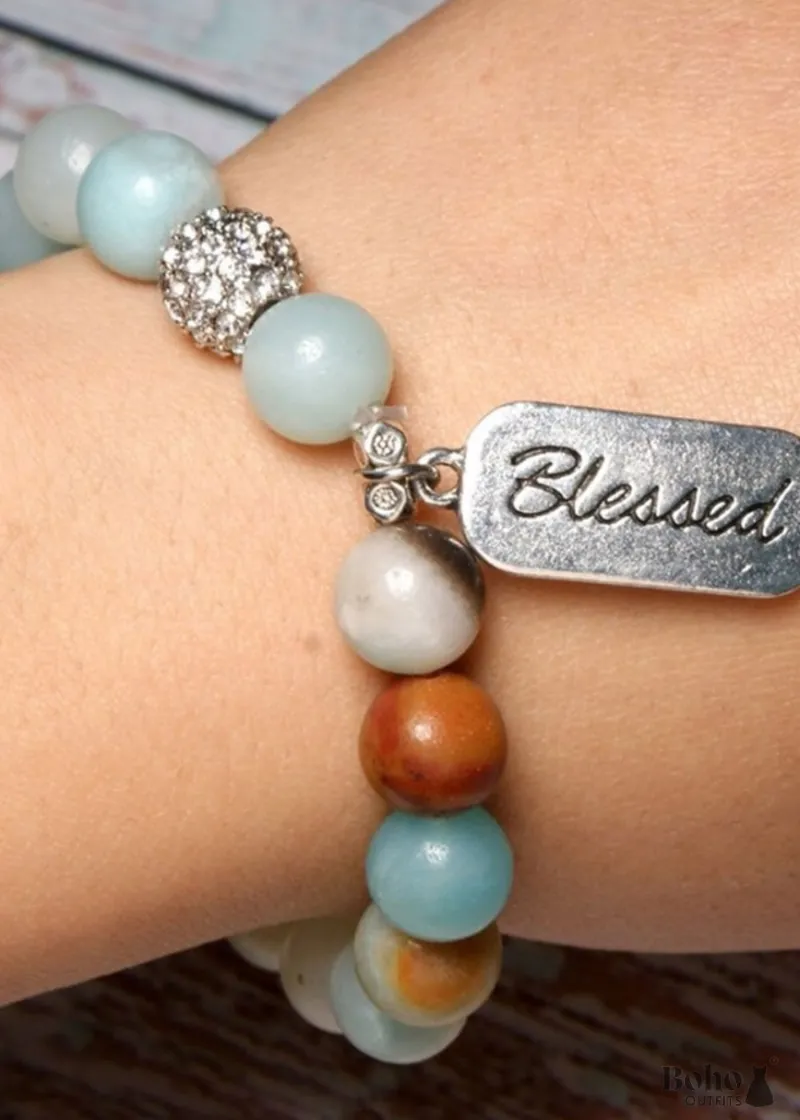 Boho Dress Boho Bracelet, Green Amazonite Blessed handmade natural stone bracelet with green beads
