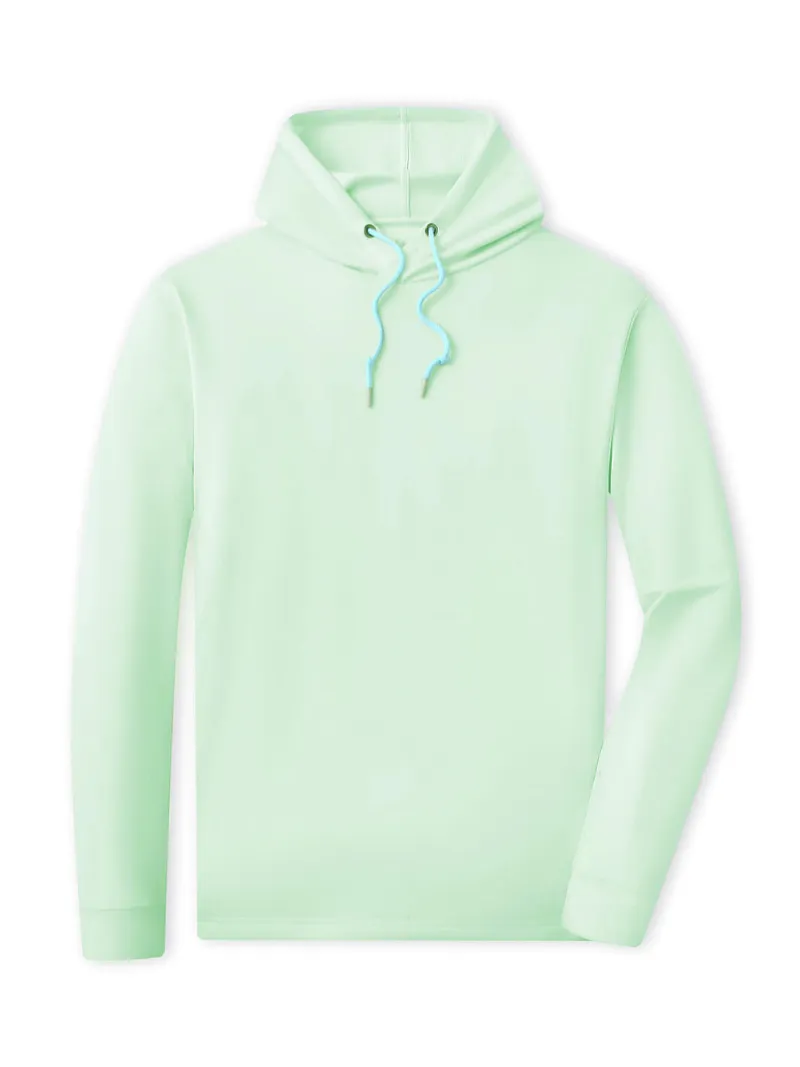 DTWOOO Heather Performance Hoodie in light green with drawstring hood and side pockets