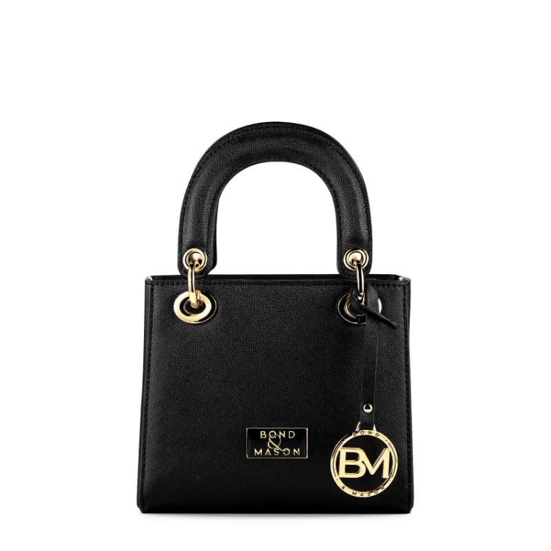 Bond & Mason The Esmé Handbag (Black) showing a black vegan leather handbag
