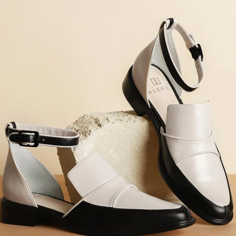 Mislish Ankle Straps Closed Toe Flats Pump Shoes in black