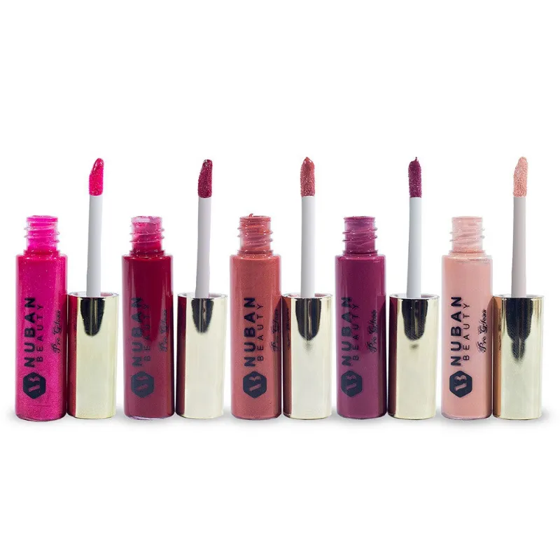 Nuban Beauty PRO GLOSS MINI LIPSTICK COLLECTION with a lineup of mini liquid lipsticks