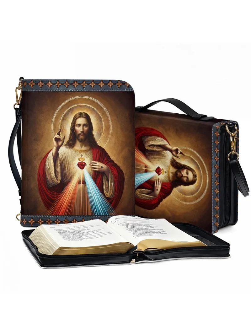 Catholight A Testament of Grace and Compassion Bible Cover with Divine Mercy artwork