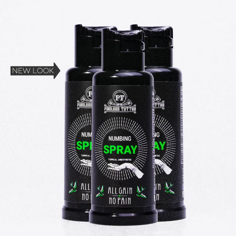 Painless Tattoo Spray 3 Pack showing three bottles together
