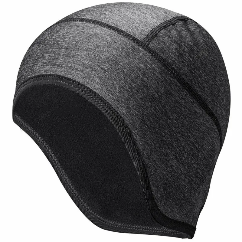 RockBros US Cycling Skull Cap with Ear Covers, black fleece-lined helmet liner with reflective back strap