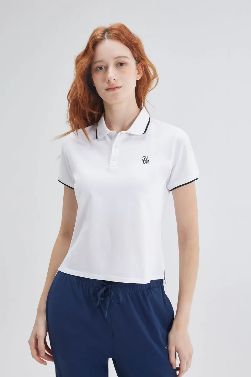 SALTUM Color-Block Short-Sleeve Polo Shirt with contrasting collar and cuffs