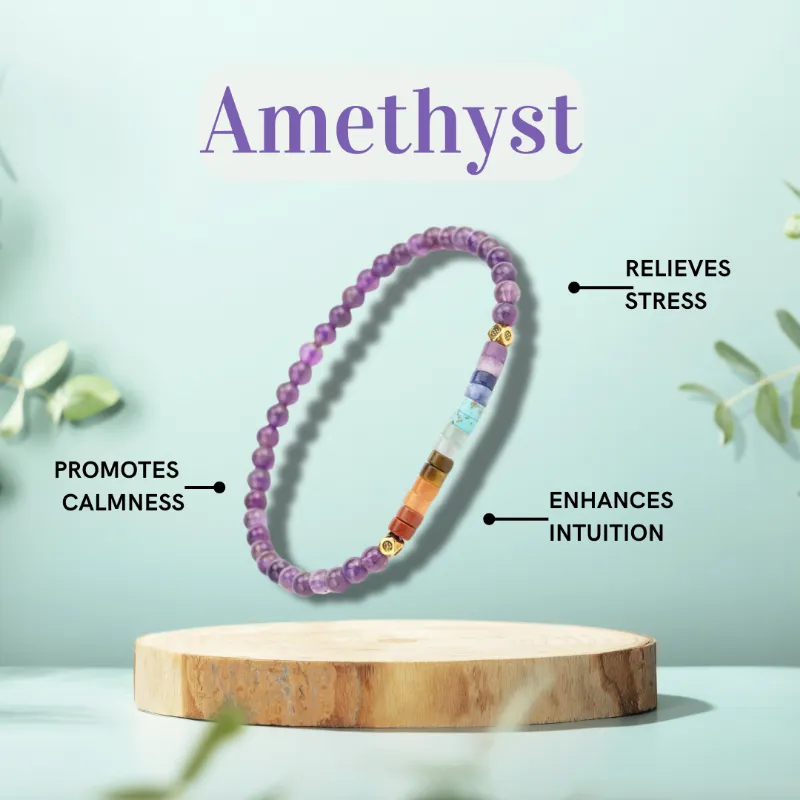 Turix Amethyst Harmony Bracelet with purple crystal beads strung on elastic band