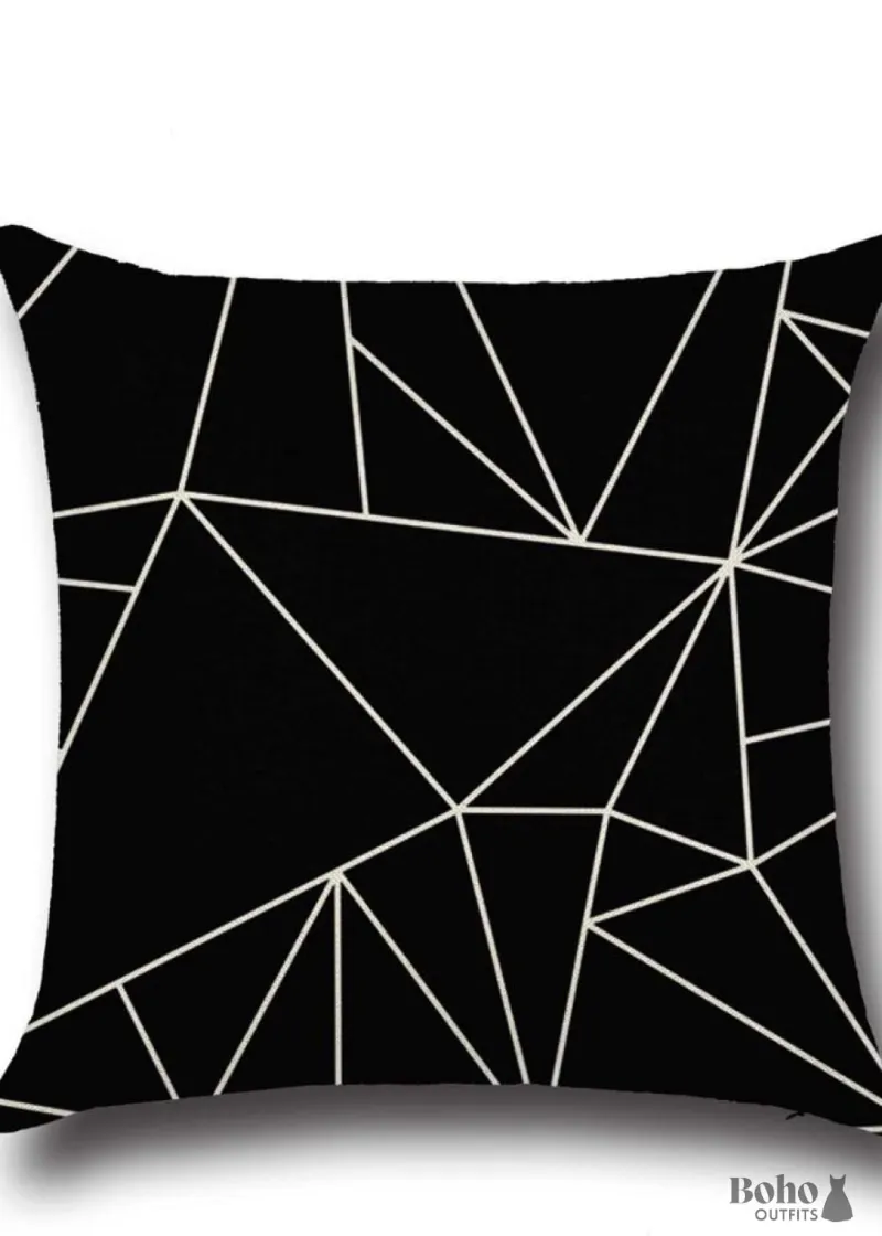 Boho Dress Black Throw Pillow with embroidered bohemian details on soft cotton