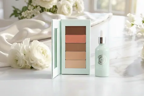 PiperBlue Organic Makeup Classic Simple Bundle System with palette and Flawless Serum bottle