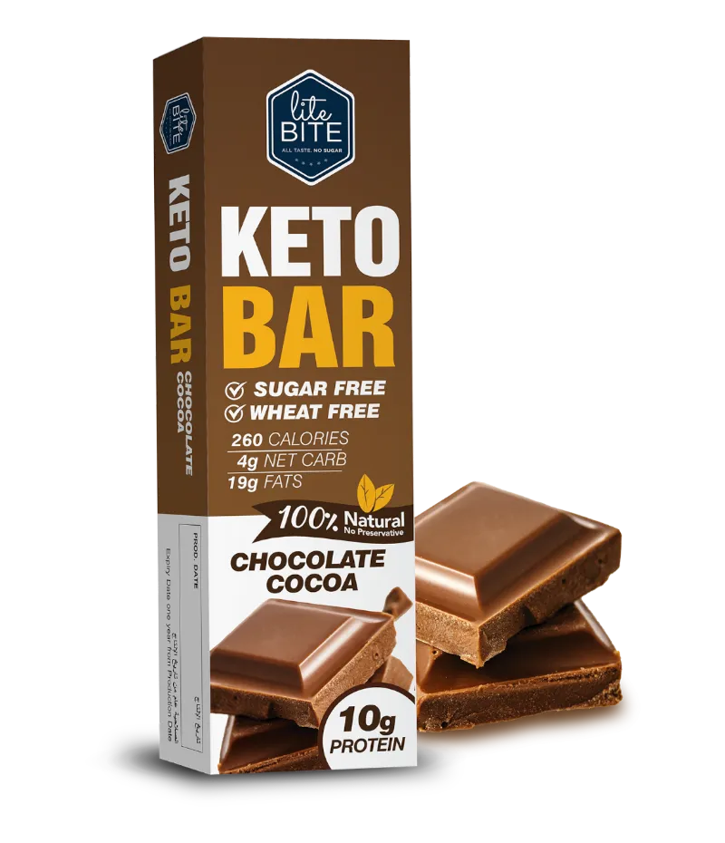 LiteBite Egypt KETO Chocolate Cocoa protein bar with dark chocolate coating and natural ingredients