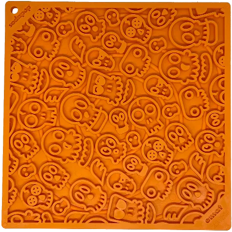 Soda Pup Zombie eMat enrichment lick mat with Halloween skull design for dogs and cats