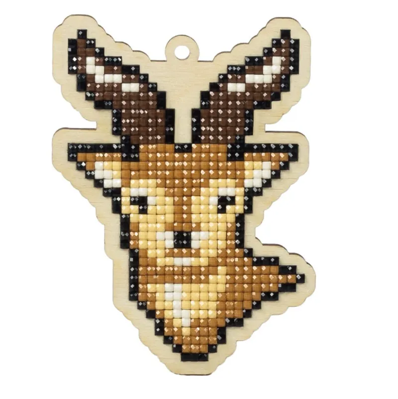 Varvikas 5D Diamond Painting Mountain Deer Pendant on wooden base