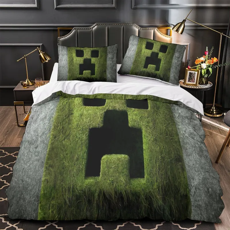 EBuycos A Minecraft Movie Bedding Set Quilt Duvet Cover, bed set with Minecraft graphics