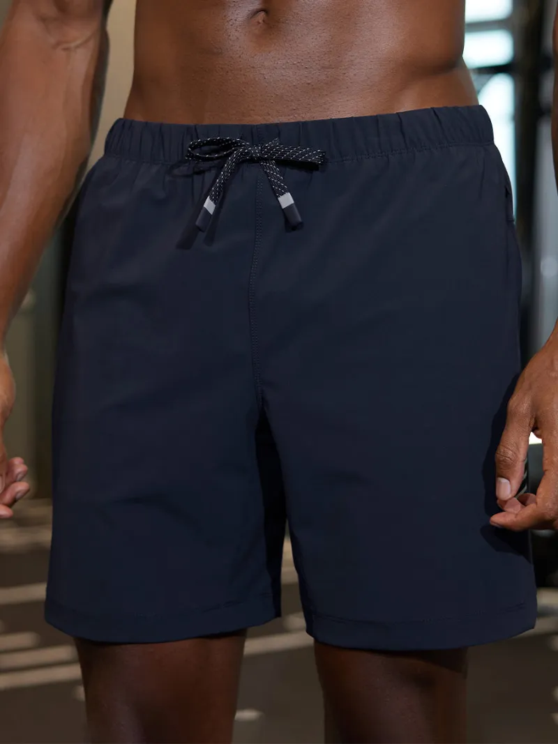 Maelreg Golf 2 in 1 Running Sports Shorts with Liner in black, flat lay showing built-in liner and waistband