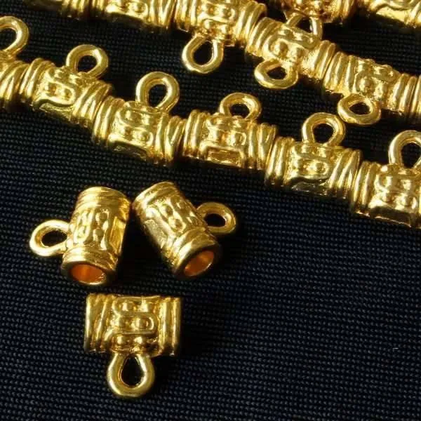 Cherry Tree Beads gold colored 10x11mm dot wrapped pendant drop beads with large hole on an approx. 8 inch strand