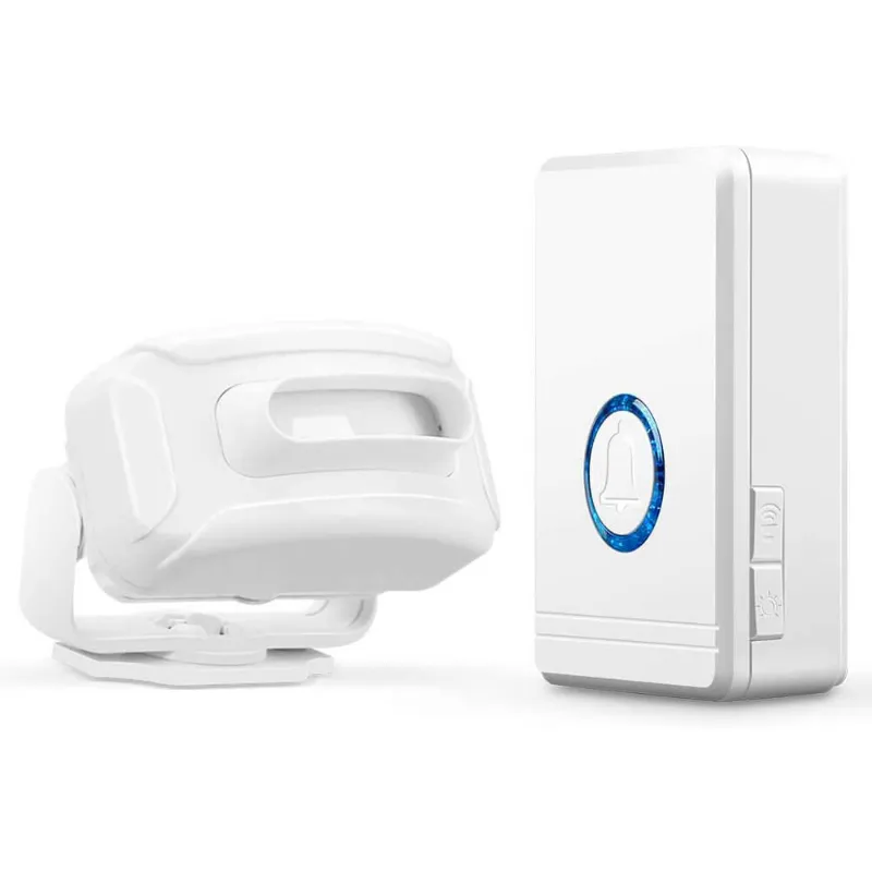 Wsdcam Motion Sensor Driveway Alarm showing outdoor sensor and indoor plug-in receiver