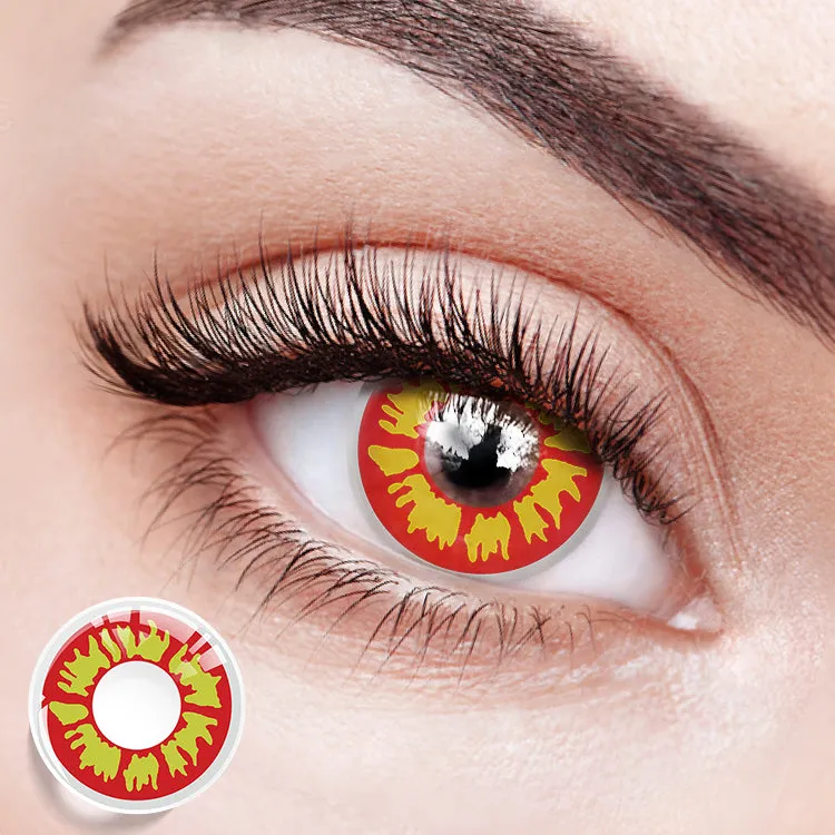 EYESFAV Crimson Sunburst 1 year colored contact lenses with a red and yellow flame design