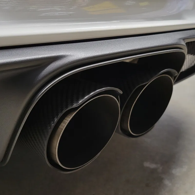 Twenty Two Tuning AK Slash Cut Carbon Fiber Exhaust Tip Covers (76mm to 114mm) with gloss finish