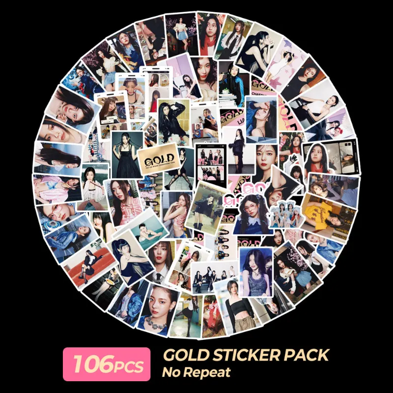 TTAesthetic 106pcs ITZY GOLD Sticker Pack gold-themed K-pop designs