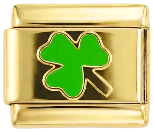 Charms Official 3 Leaf Clover on Gold charm in gold tone finish