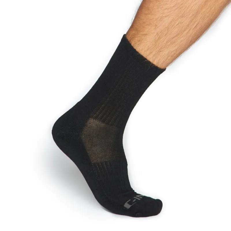 C-IN2 Core Crew Socks 3 Pack Black, three black crew socks displayed flat