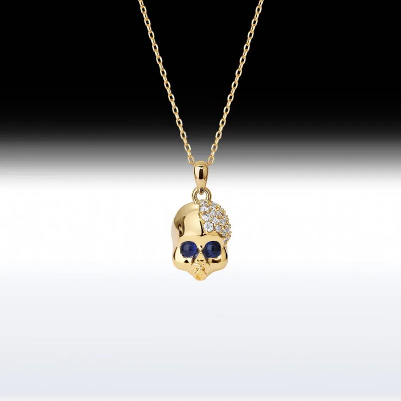 Starlandus Baby Skull Memento Mori Skull Birthstone Necklace with adjustable chain