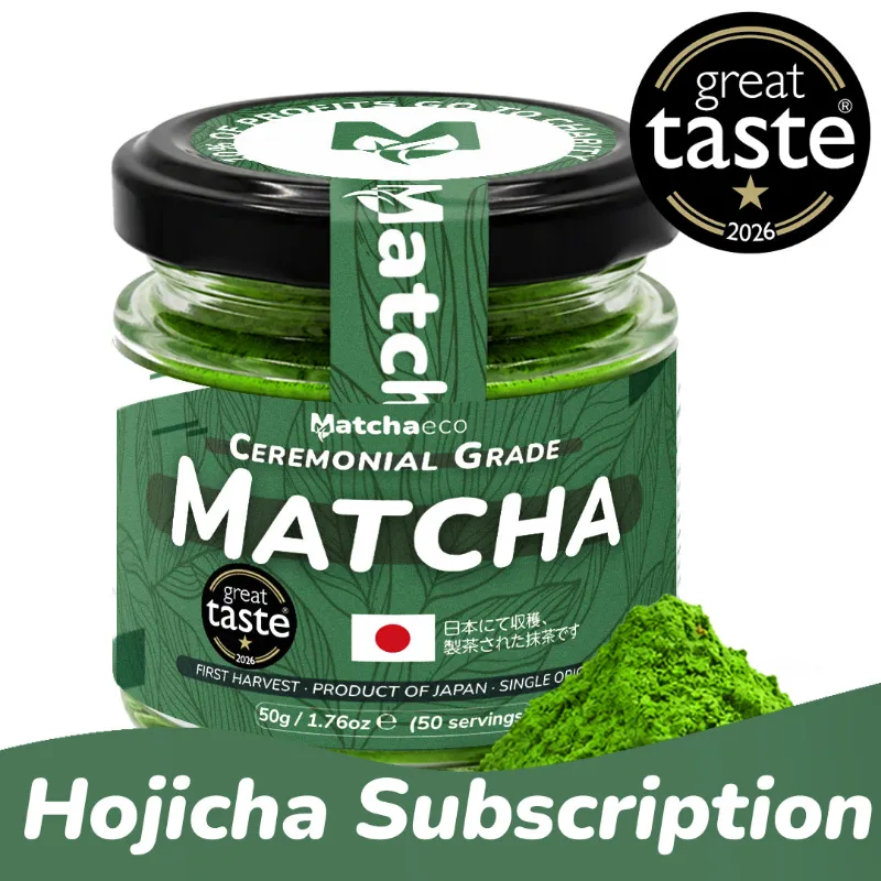 Matchaeco Ceremonial Grade Japanese Matcha 50g Subscription, pouches of Shizuoka matcha powder