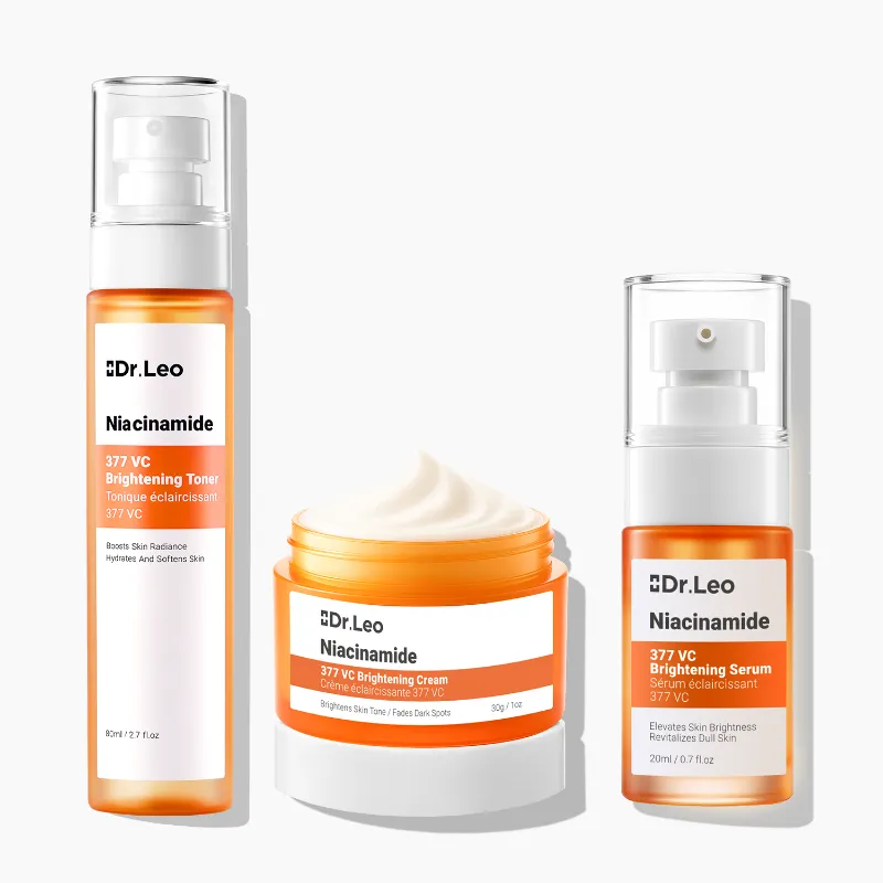Dr Leo PhotonLight 377 Brightening 3-Piece Set with mist, serum, and cream bottles