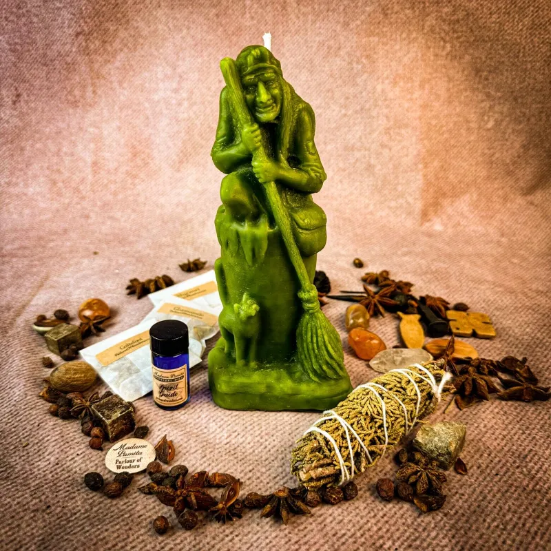 Spirit Nest Blessings of Baba Yaga Candle Spell Kit with beeswax candle and sacred herbs