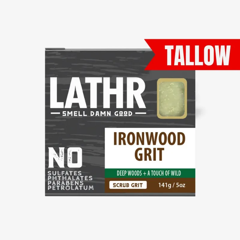 LATHR Ironwood Tallow Soap Bar with pumice grit texture