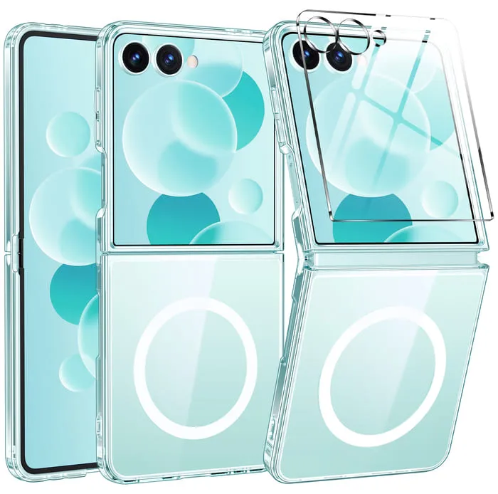 FNTCASE OFFICIAL Samsung Z Flip 7 clear magnetic case with shockproof corners