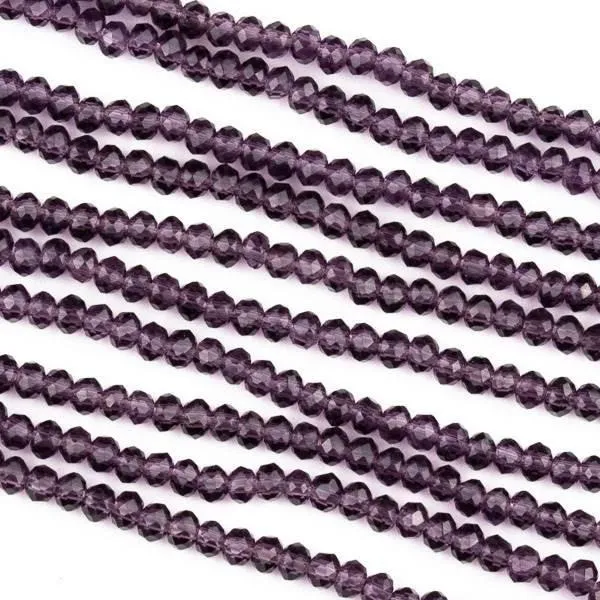 Cherry Tree Beads Crystal 2x2mm Lilac Purple Rondelle Beads, 15.5 inch strand