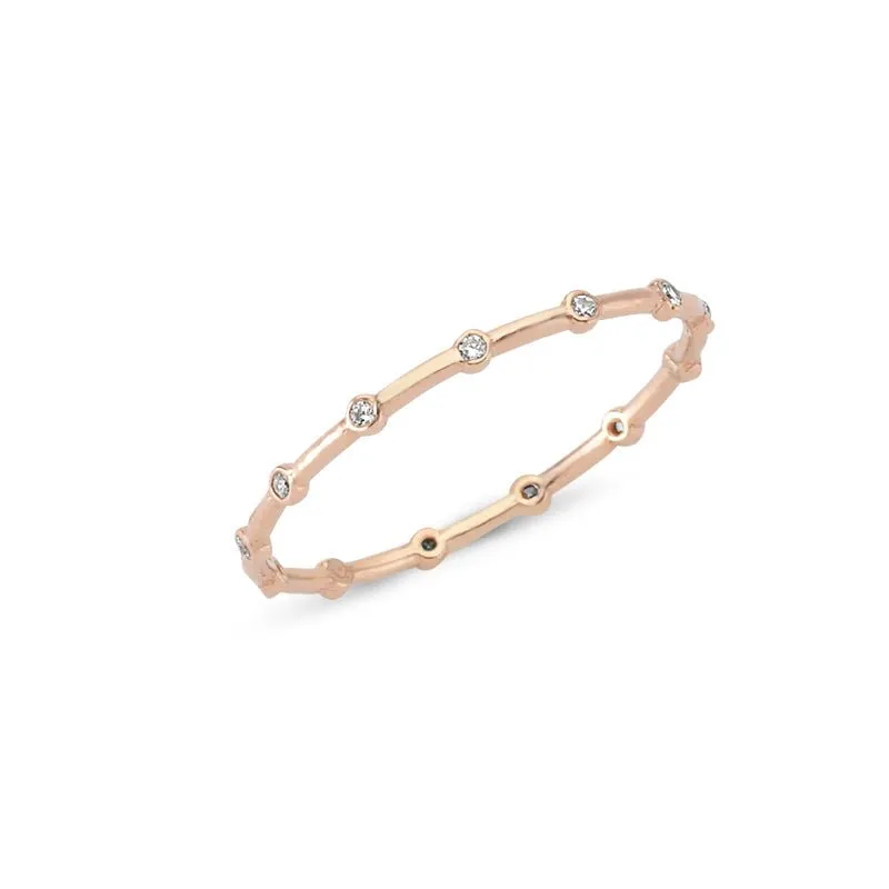 Amorium Jewelry Dainty Stone Band Silver Ring with Crystals, showing ultra-thin band with white crystal accents