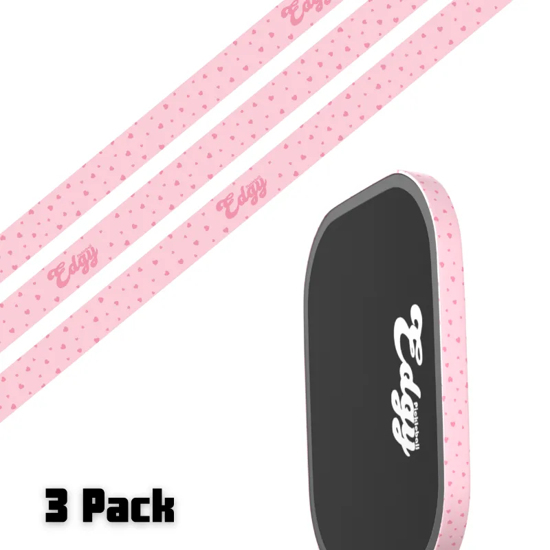 SLYCE Sport Mini Hearts Edge Tape 3 pack for pickleball paddle with hearts pattern