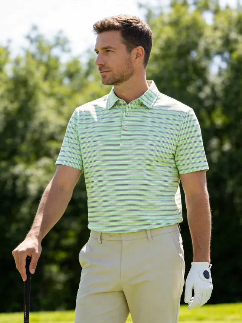 Maelreg Golf Performance Stripe Golf Shirts in striped pattern