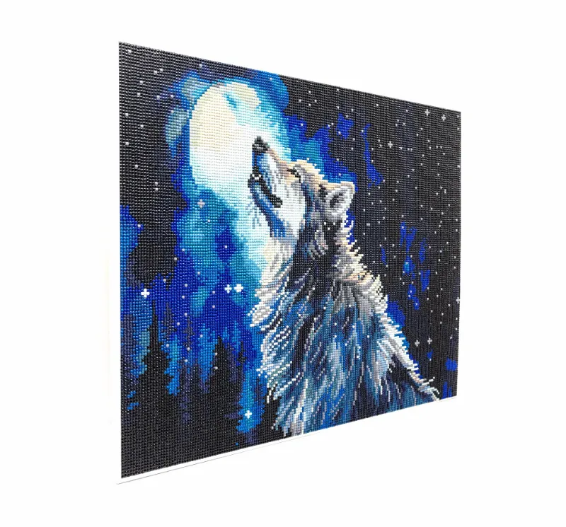 LETISTITCH 481-005 Midnight Snowfall framed diamond painting kit showing peaceful snowy night scene