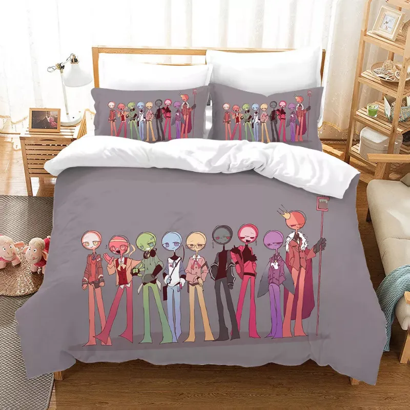 EBuycos Alan Becker Bedding Set Quilt Cover Without Filler, showing 3D anime character design on polyester duvet cover