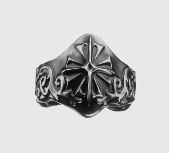 ARNTREAL Relic Ring in aged silver stainless steel with signature logo