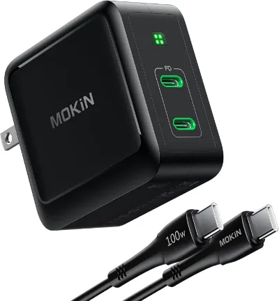 MOKiN High-Speed 100W USB-C GaN Charger compact wall adapter with USB-C port