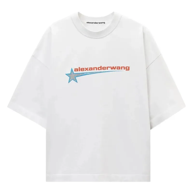 AfewVibe Alexander Wang Boxy Graphic Tee White with logo print