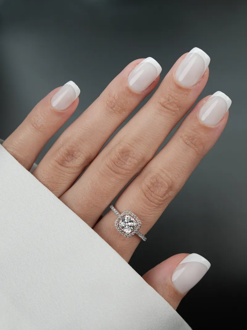 Roxy Nails Paris Soft milky press on nails with milky french manicure design
