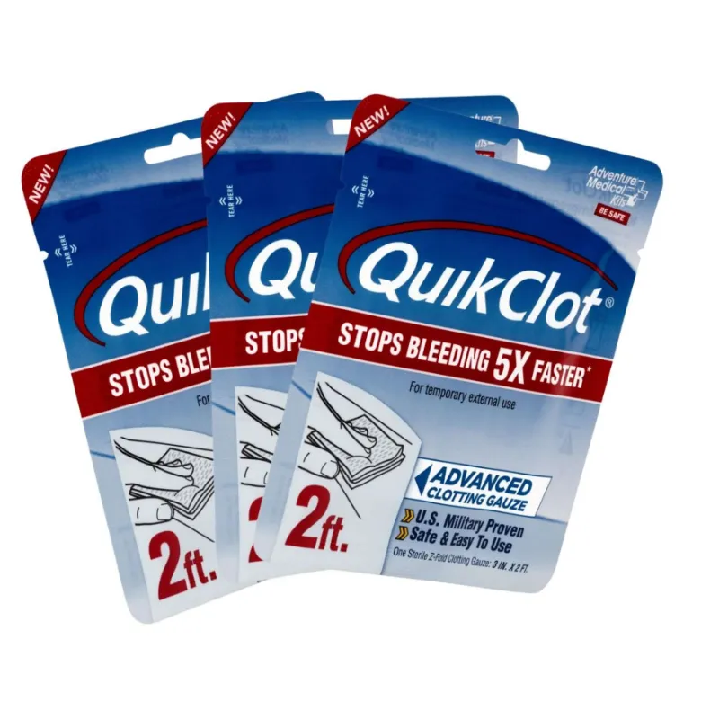 ViTAC Solutions QuikClot Gauze 3 × 2 foot pack of 3 hemostatic dressings