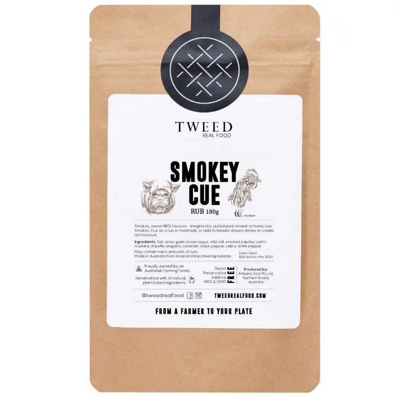 Tweed Real Food Smokey Cue Rub bulk satchel packaging