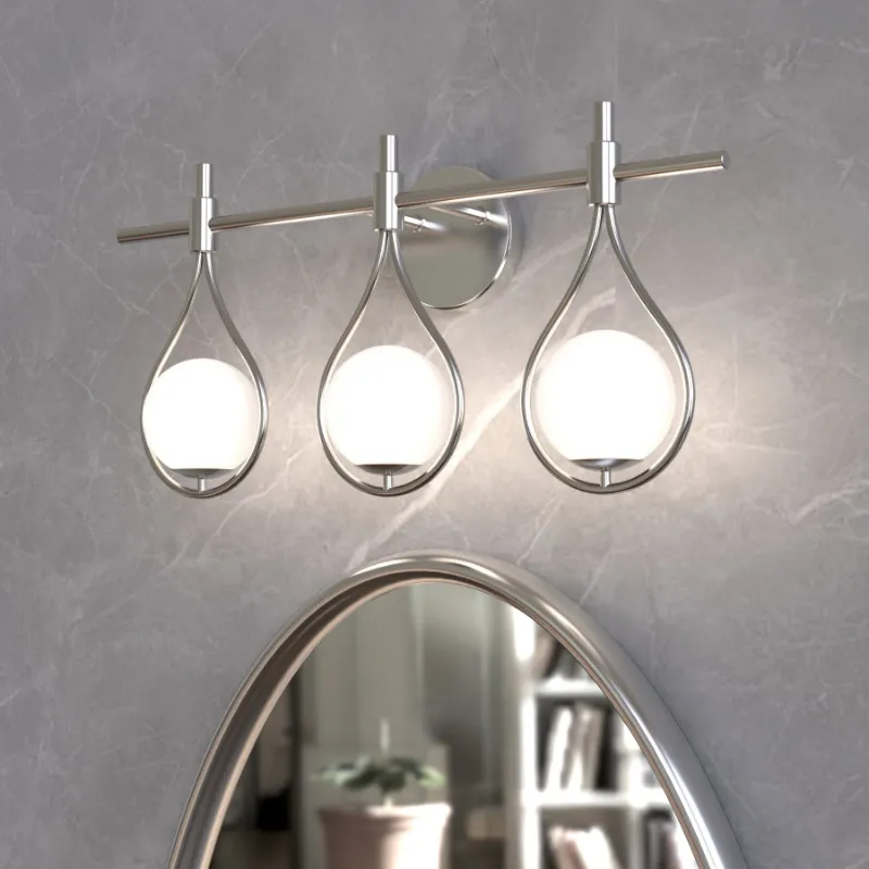 Tribesigns 3-Light Bathroom Vanity Light 22.5 inch wall fixture with milky glass teardrop shades