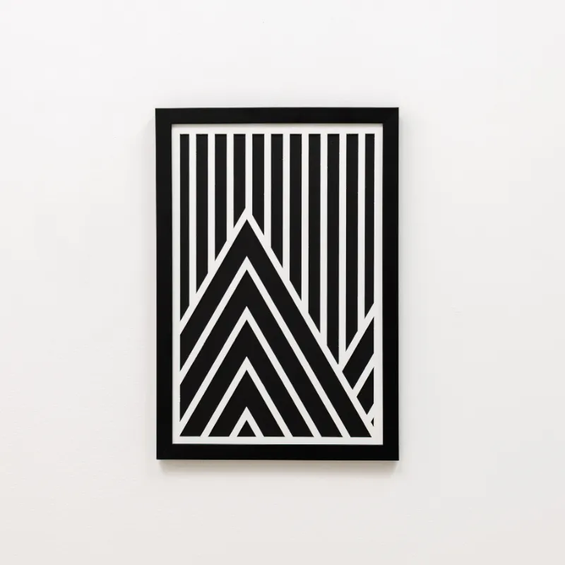 Enjoy The Wood 2D Framed Wall Art Mountains 1 geometric mountain pattern in black frame