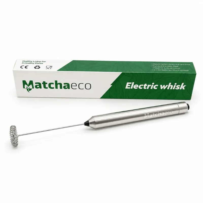 Matchaeco Electric Matcha Whisk handheld milk frother in the brand's green finish