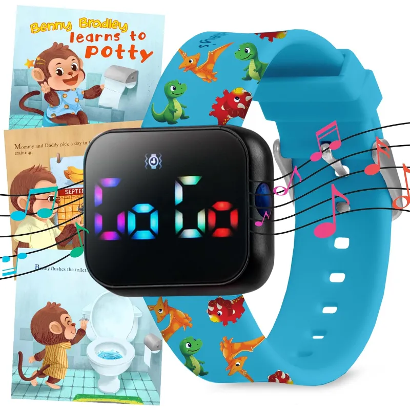 Benny Bradley's Potty Training Watch with eBook featuring dino print design
