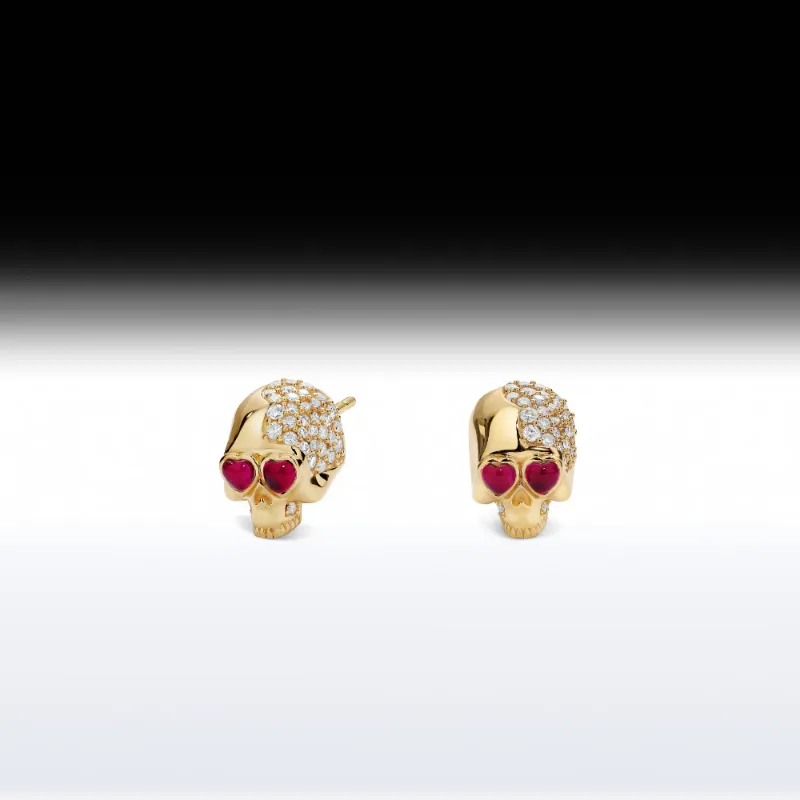 Starlandus Skull in Love memento mori skull birthstone earring
