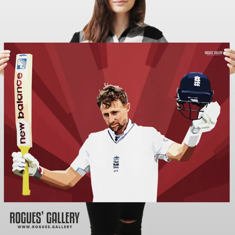 Rogues Gallery Another Ton - Joe Root - England Cricket Captain & Legend - A0, A1, A2 or A3 Prints – portrait of Joe Root in England cricket