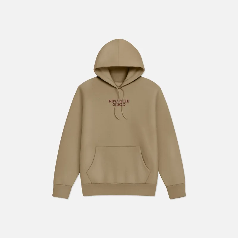 Find The Good Brand Seasonal Core Find The Good Hoodie in sandstone with pigment dyed finish