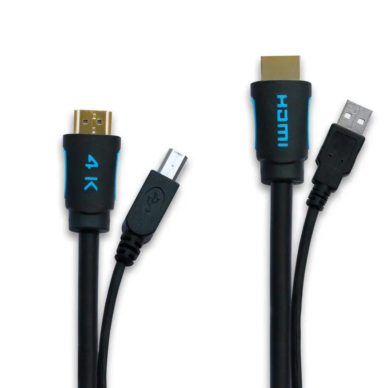 TESmart twin cable with HDMI and USB Type A to Type B connectors, 10 feet long